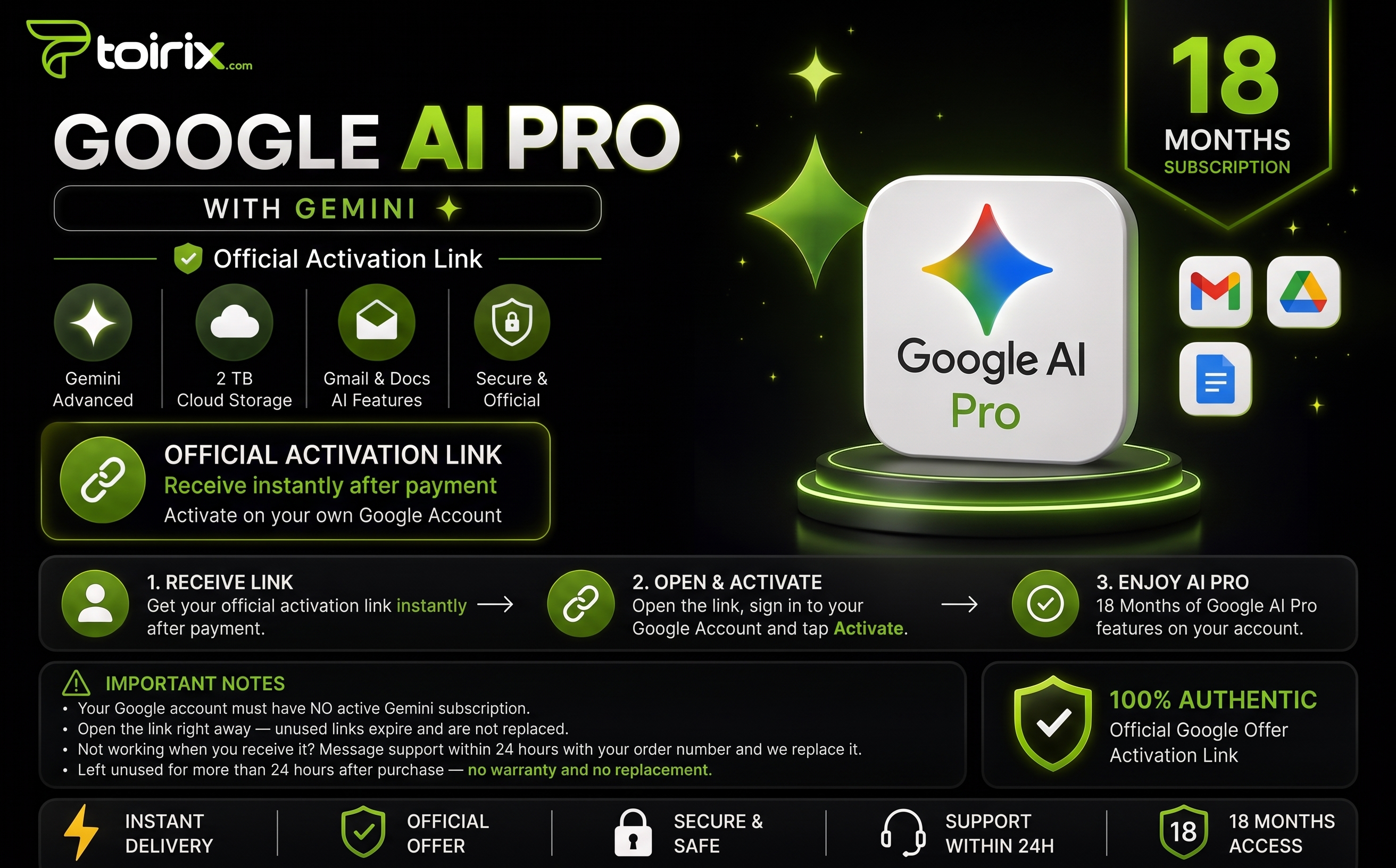 Google AI Gemini Pro 18 Months - Gemini Key - GLOBAL